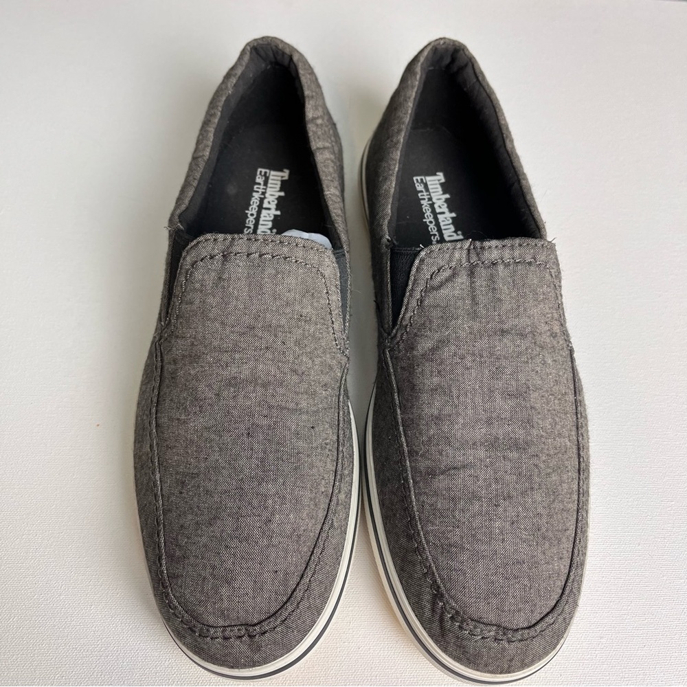 Timberland Earthkeepers Mens Shoes Gray Canvas Comfort Slip On Loafers Size 10.5